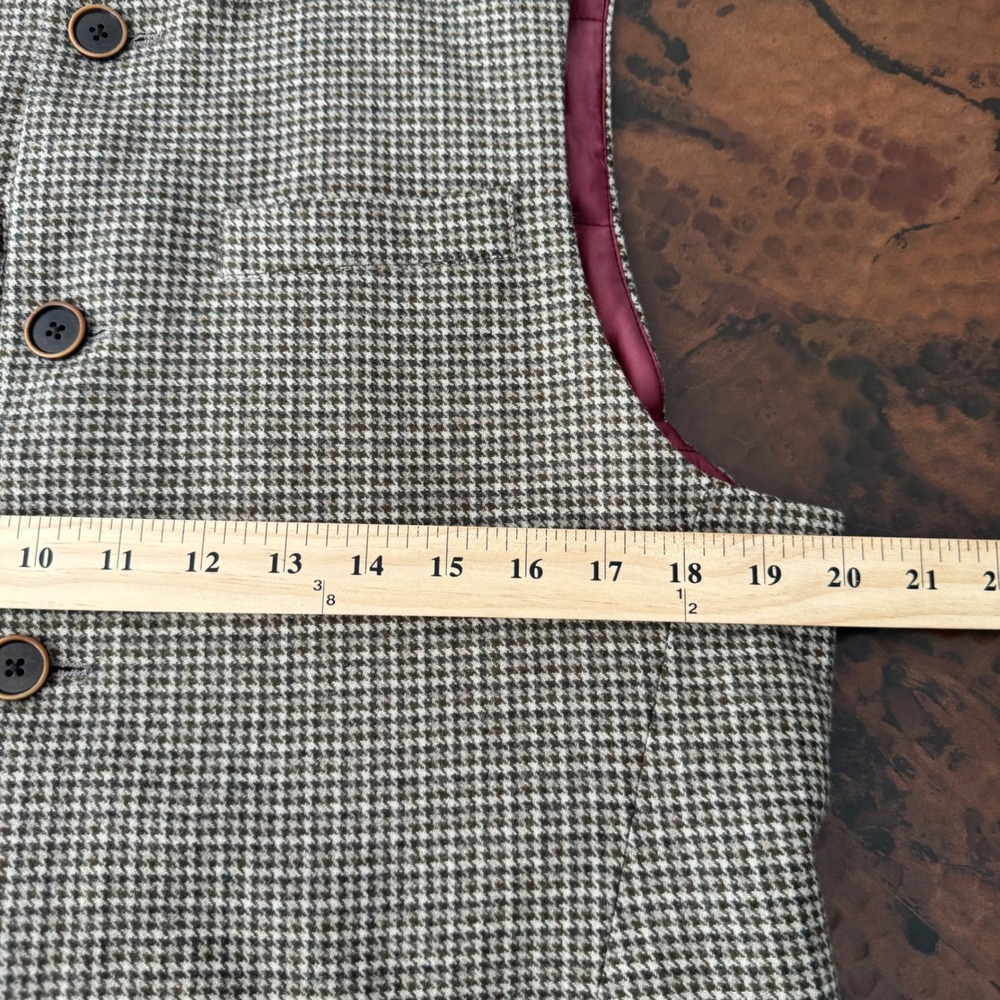 SuitSupply Chester Zip Vest Men L Brown Houndstooth Wool F.lli Ormezzano Italy - Picture 14 of 15
